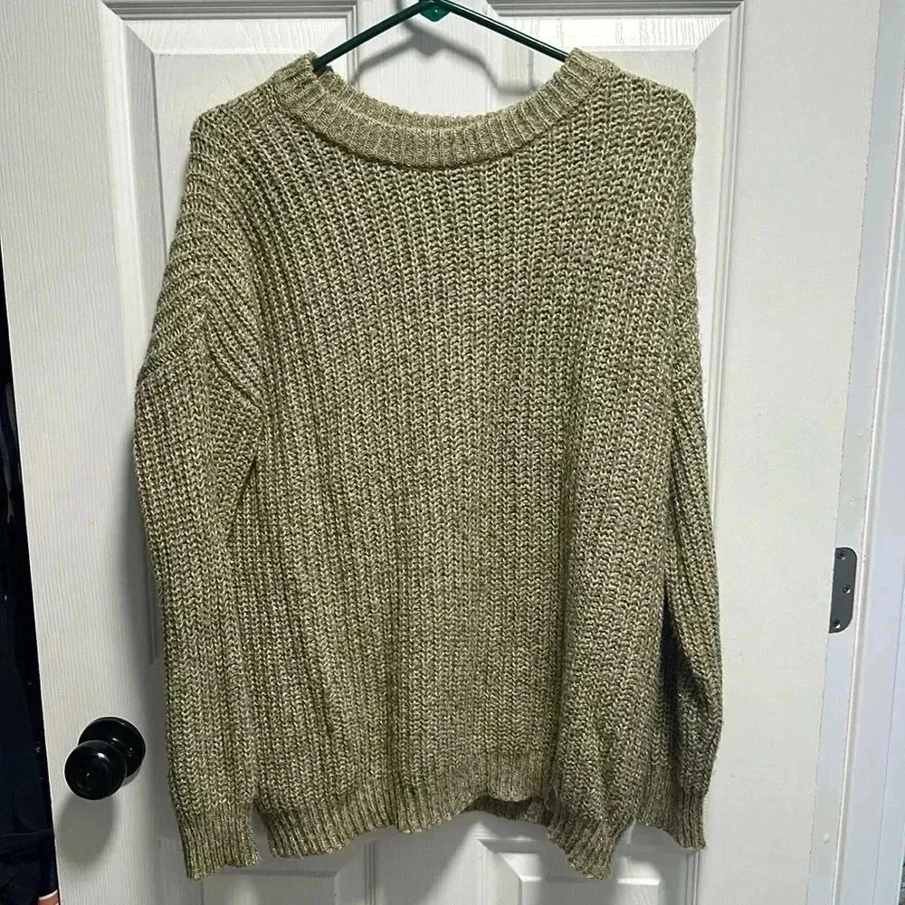 SO green/tan oversized knit sweater - Picture 2 of 4